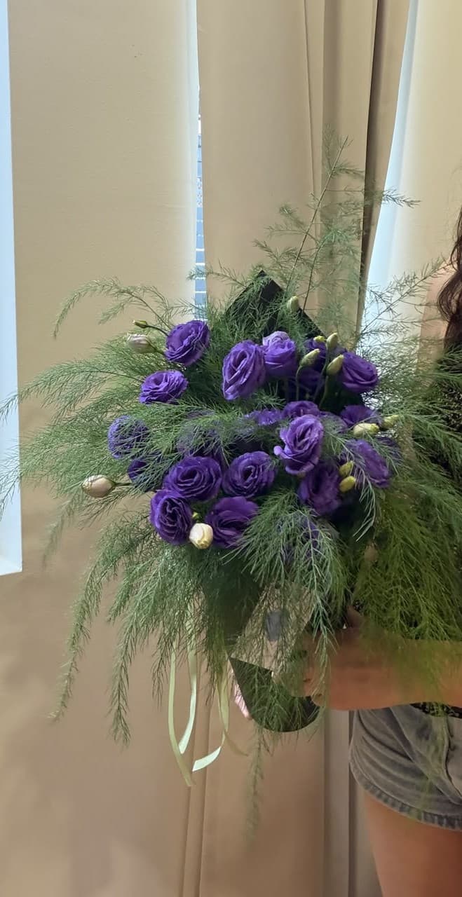 Purple Eustoma Ice Cream Cone